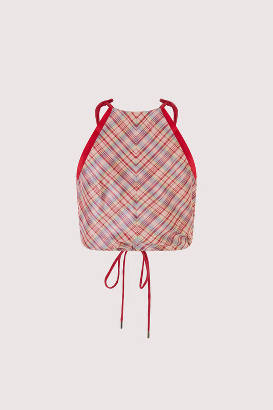 Draw Me Closer Top in Ombre Plaid Silk Taffeta