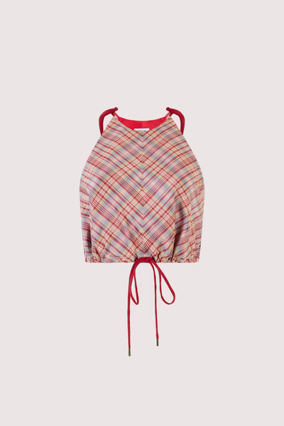 Draw Me Closer Top in Ombre Plaid Silk Taffeta