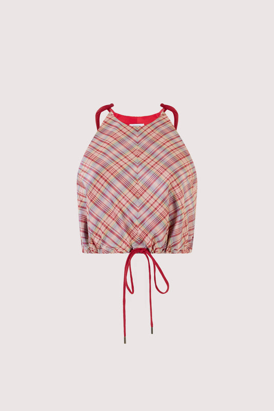 Draw Me Closer Top in Ombre Plaid Silk Taffeta