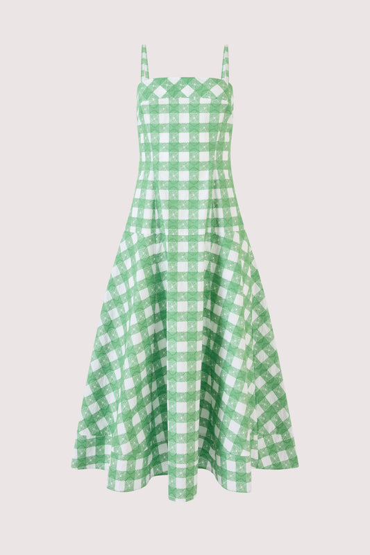 Drop Me a Note Dress in Picnic Embroidered Gingham