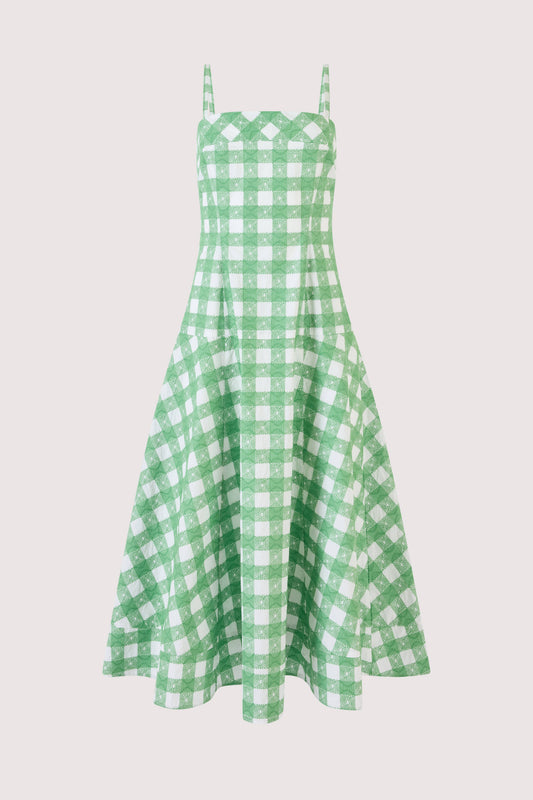 Drop Me a Note Dress in Picnic Embroidered Gingham
