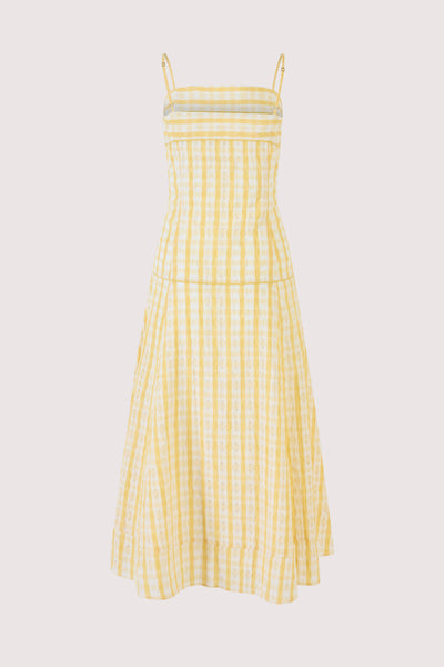 Drop Me a Note Dress in Seersucker Check