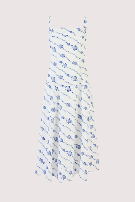 Drop Me a Note Dress in Winding Vines Embroidered Poplin