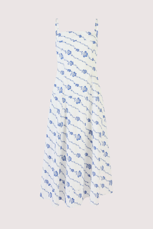 Drop Me a Note Dress in Winding Vines Embroidered Poplin