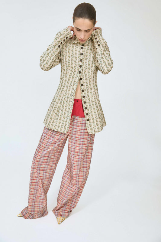 Draw Me Closer Pant in Ombre Plaid Silk Taffeta
