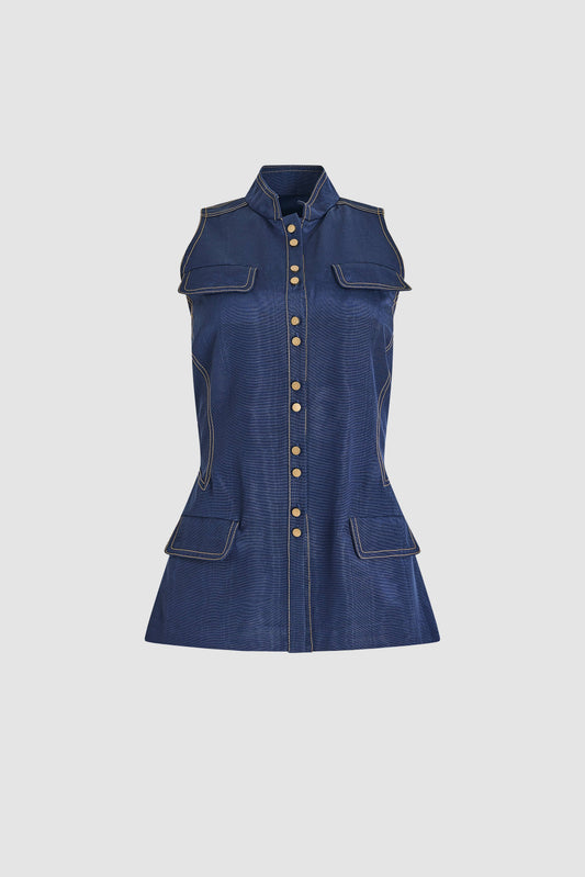 Emotionally Vested Vest in Ridged Moire