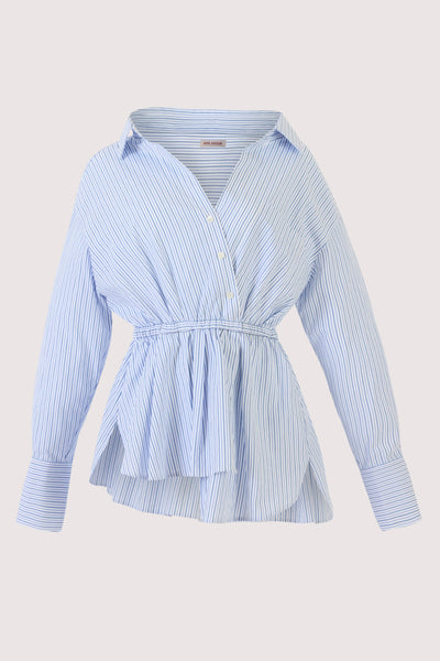 Falling Off the Shoulder Shirt in Men's Shirting Blue Stripe