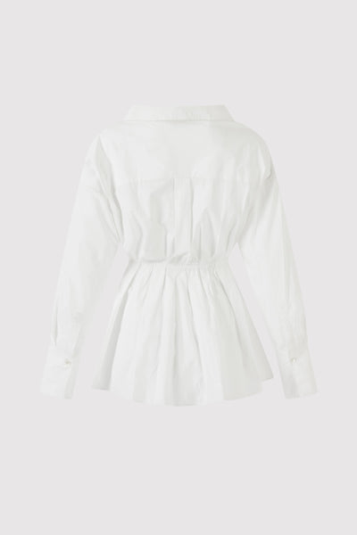 Falling off the Shoulder Top in Solid Cotton Poplin
