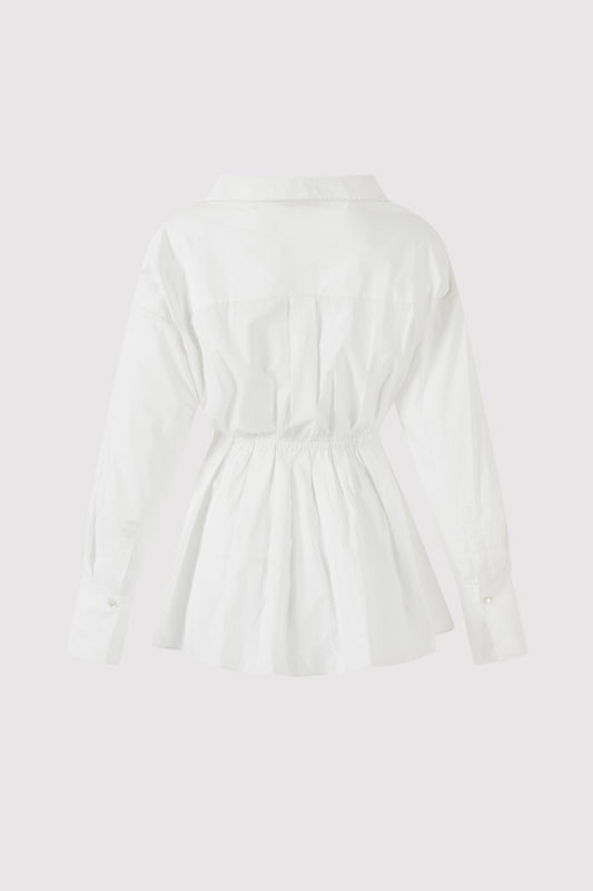 Falling off the Shoulder Top in Solid Cotton Poplin