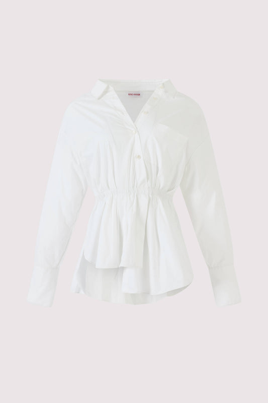 Falling off the Shoulder Top in Solid Cotton Poplin