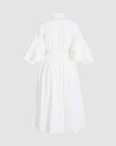 Fiesta Shirt Dress in Cotton Poplin White