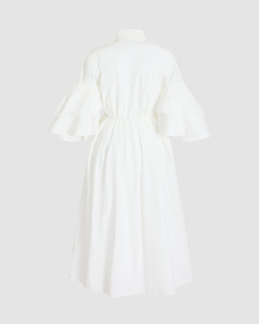 Fiesta Shirt Dress in Cotton Poplin White