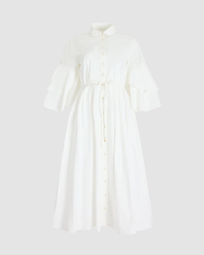 Fiesta Shirt Dress in Cotton Poplin White White / 0 Fiesta Shirt Dress in Cotton Poplin White White / 0