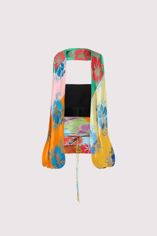 From the Front to Back Top in Hibiscus Jacquard Silk Stripe