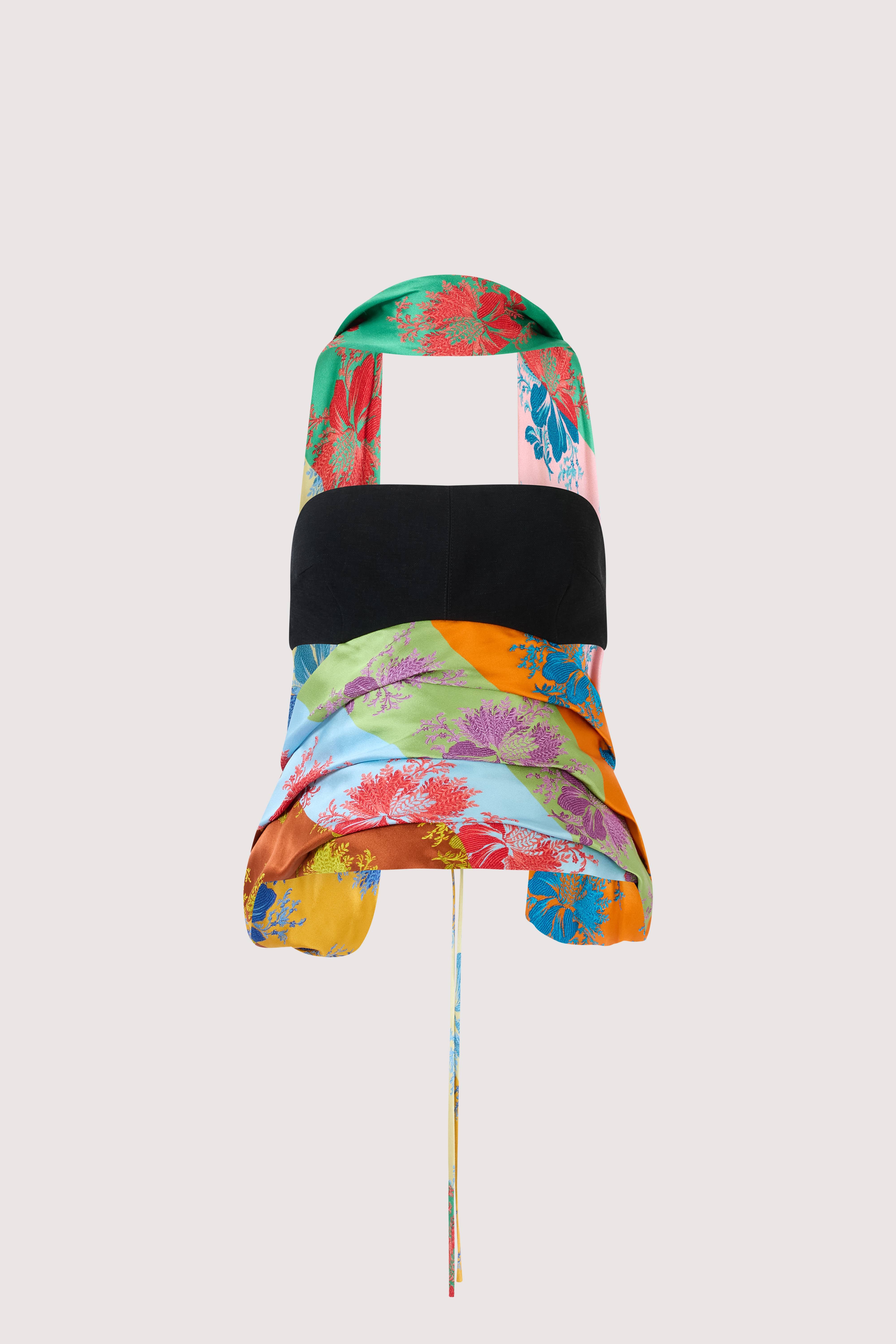 From the Front to Back Top in Hibiscus Jacquard Silk Stripe