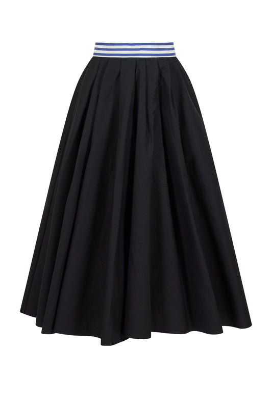 Full Pleated Skirt in Ridged Cotton