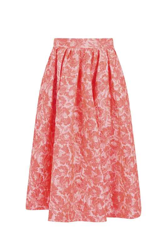 Full Pleated Skirt in Bouquet Cloque