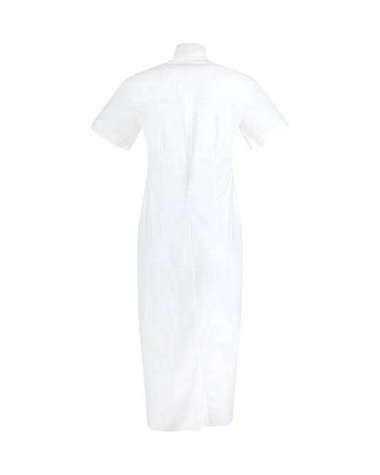 Gathered Ruffle Shirt Dress in Cotton Poplin