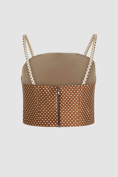 Halfway There Crop Top in Dot Jacquard Mikado