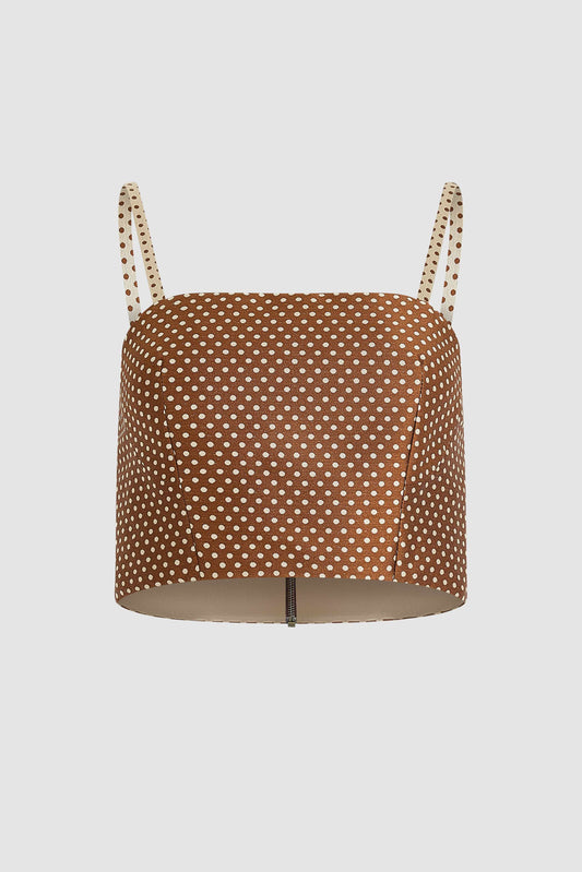 Halfway There Crop Top in Dot Jacquard Mikado
