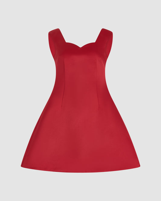 rosie assoulin red dress Halo Mini Dress in Double Duchess Satin Jamberry / 10