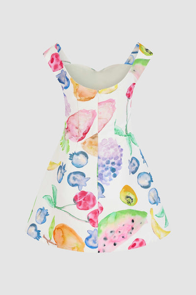 Halo Mini Dress in Fruit Cotton Faille