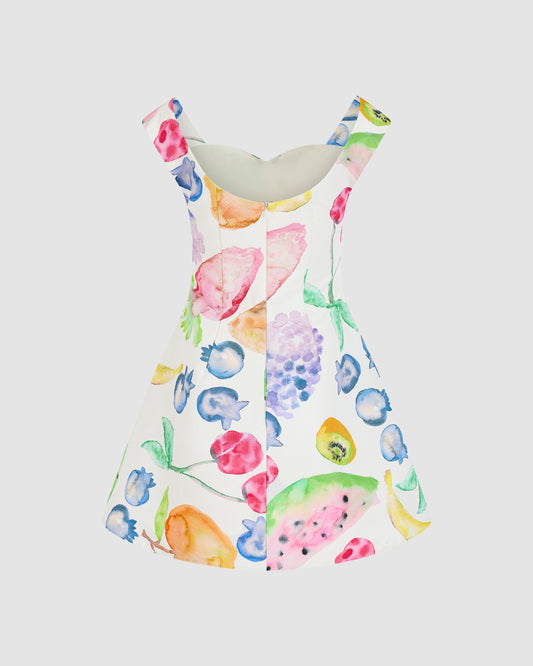 Halo Mini Dress in Fruit Cotton Faille