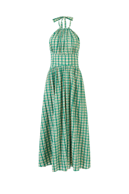Halter in the Name of Love in Seersucker Green Check