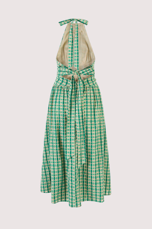 Rosie Assoulin - Halter in the Name of Love Gingham Midi Dress - Green - US 10