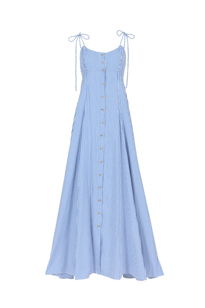 High Garden Maxi Dress in Cotton Poplin Stripe