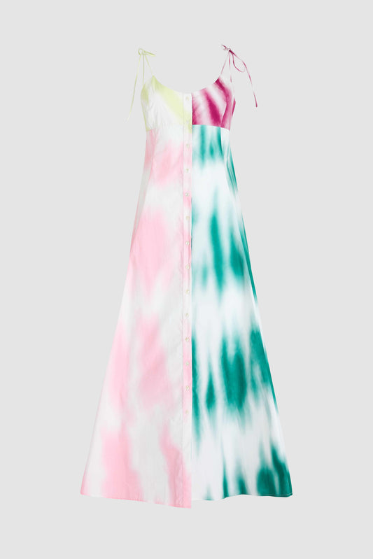 High Garden Maxi Dress in Tie-Dye Cotton Poplin