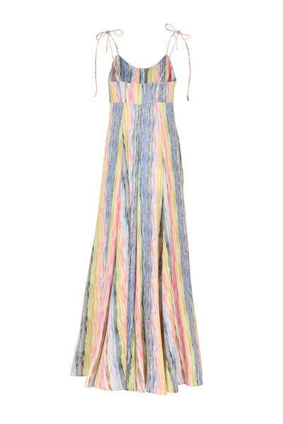 High Garden Maxi Dress in Rainbow Stripe Twill