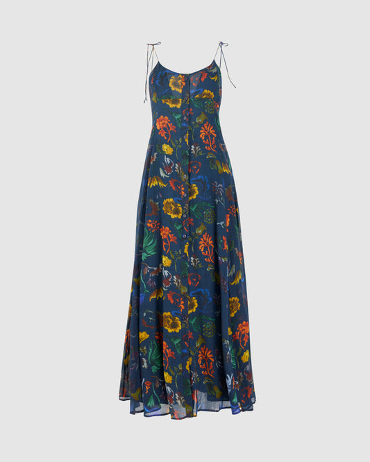 High Garden Maxi Dress in Floral Printed Ramie