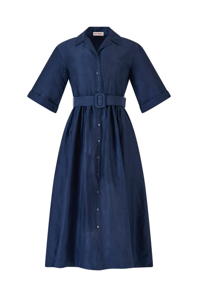 Jane Shirt Dress in Linen Viscose Rosie Assoulin Jane Shirt Dress in Linen Viscose Rosie Assoulin