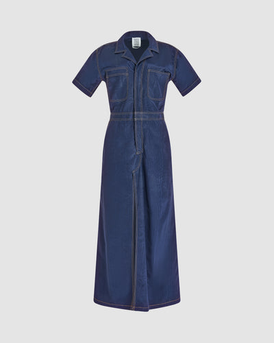 Janitoress Dress in Ridged Moire