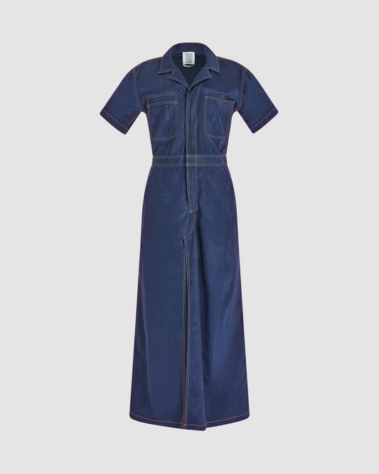 Janitoress Dress in Ridged Moire