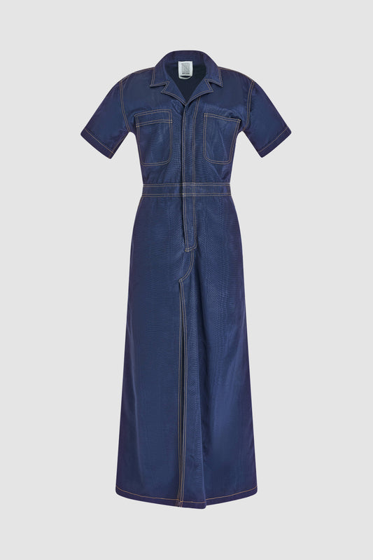 Janitoress Dress in Ridged Moire