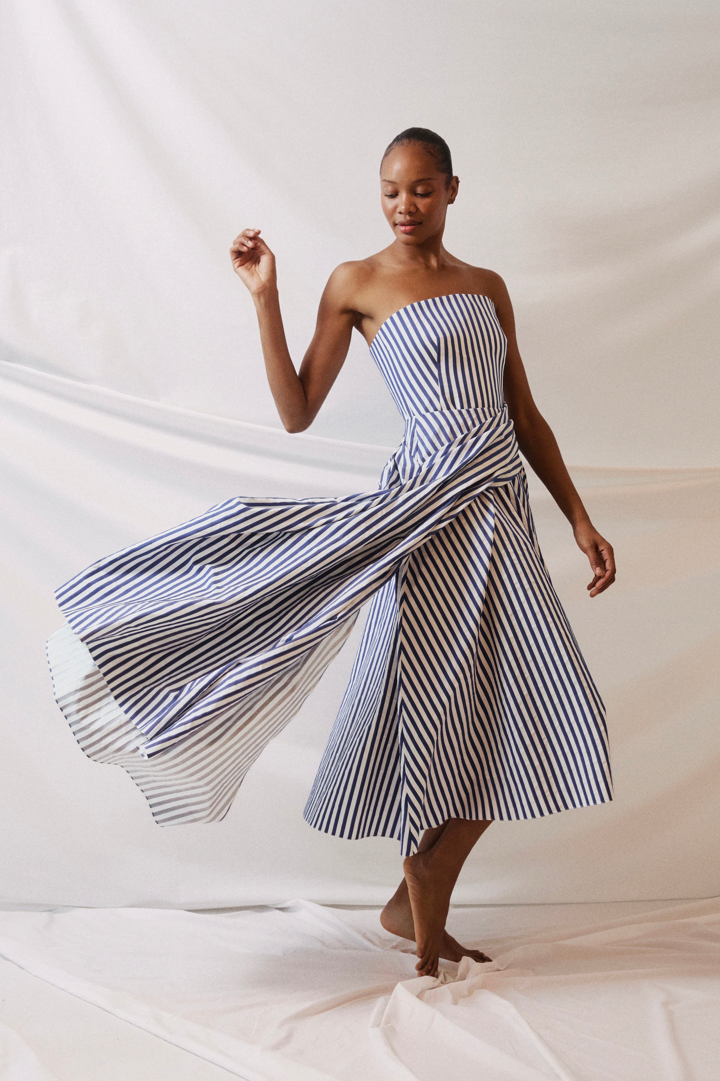 LE’RUREWavy frill bustier stripe dress Cami Maxi Dress in Awning Stripe – Rosie Assoulin