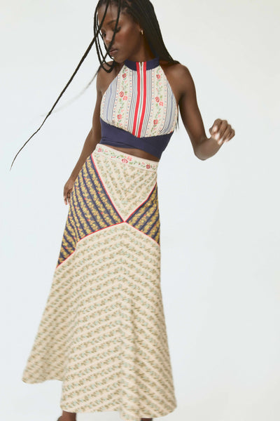 Diamond A-Line Skirt in in English Floral Jacquard