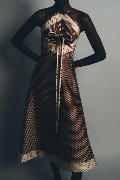 50s Dress in Dot Jacquard Mikado