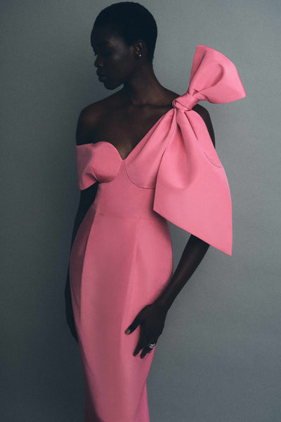 Rosie Assoulin Loop-dy Loo Bow Cocktail Dress - Pink Grapefruit