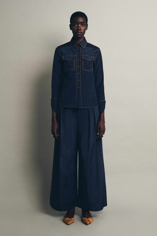 Nouveau Western Cuff Button Up in Ridged Moire