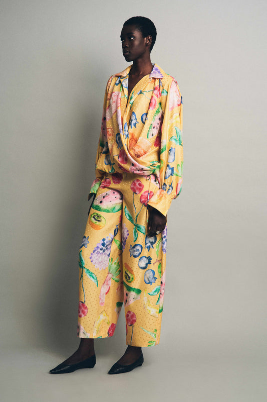 Barrel Pants in Fruit Silk Jacquard