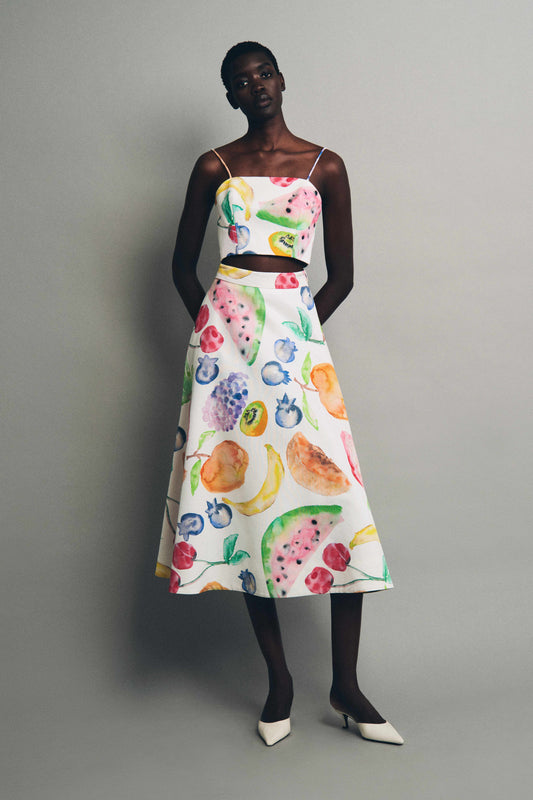 Halfway There Crop Top in Fruit Cotton Faille