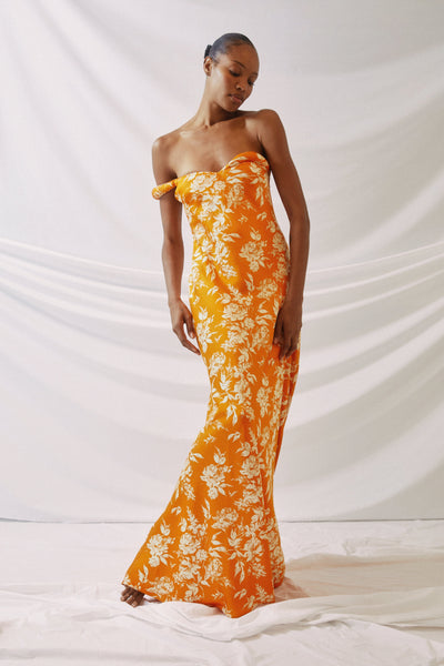 Banana Split Gown in Paintbrush Printed Viscose