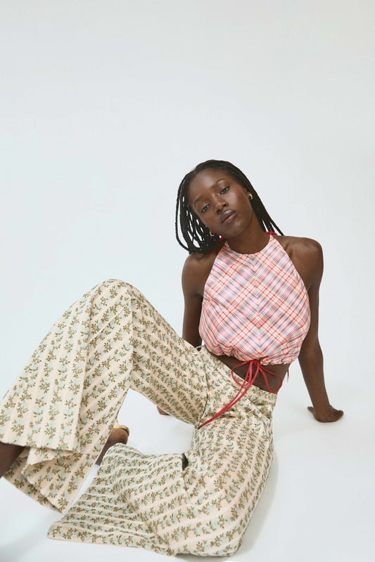 Draw Me Closer Top in Ombre Plaid Silk Taffeta