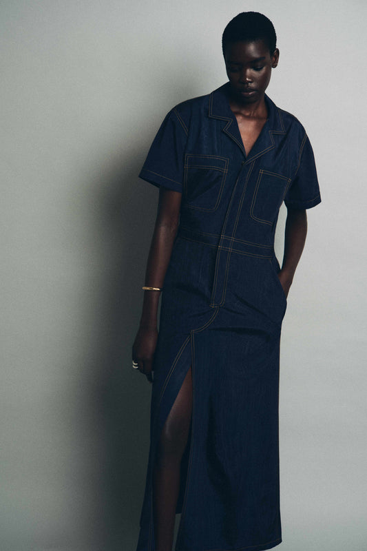 Janitoress Dress in Ridged Moire