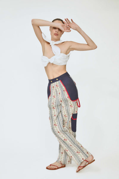 Belted Cargo Pants in Litchfield Floral Jacquard