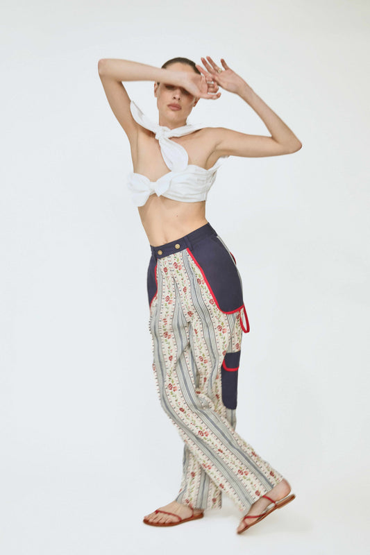 Belted Cargo Pants in Litchfield Floral Jacquard
