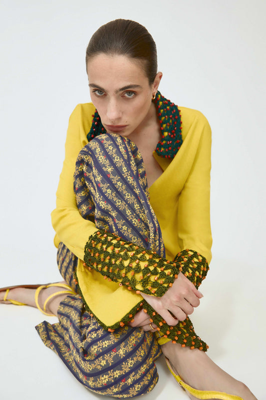 Crochet Button Up in Spongy Crepe